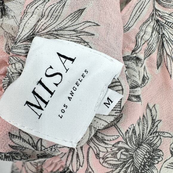 MISA Los Angeles Floral Print Valeria Halter Neck Midi Dress Pink Size Medium - Picture 8 of 12